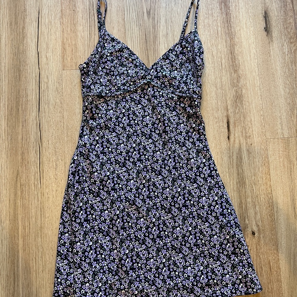 Cotton Candy Black and Purple Floral Dress